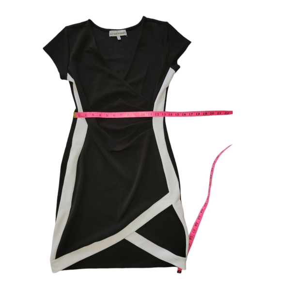 Black/White Ruched Side Mini Dress - Picture 6 of 7